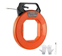 VEVOR Aiguille Électricien 38,1 m Tire Fils Électrique en PET Extracteur Tirage de Fil Câble Flexible 4,5 mm avec Boîtier Plastique Poignée Robuste Gants pour Murs Conduits Électriques Non Conducteur
