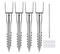 VEVOR Ancre de poteau sans creuser, 4 pcs, support de poteau à visser DIY, 100 x 70 x 700 mm, 6 tire-fonds et 1 barre d'armature, en acier robuste en U, pour boîtes aux lettres et poteaux de clôture