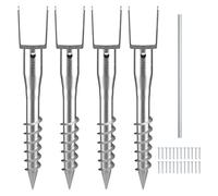 VEVOR Ancre de poteau sans creuser, 4 pcs, support de poteau à visser DIY, 100 x 70 x 700 mm, 6 tire-fonds et 1 barre d'armature, en acier robuste en U, pour boîtes aux lettres et poteaux de clôture