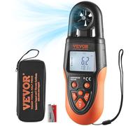 VEVOR Anémomètre Portable -10 ℃ à 60 ℃ Mesure Vitesse du Vent, Température du Vent, Flux d'Air, Refroidissement Éolien, Anémomètre Numérique avec Écran Rétroéclairé LED pour Voile Surf Drone Vol CVC