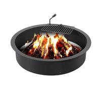 VEVOR Anneau de foyer avec gril de barbecue, diamètre extérieur 1016 mm diamètre intérieur 914,4 mm hauteur 215,9 mm, doublure en acier au carbone, anneau de feu de camp au-dessus ou sol, pour camping