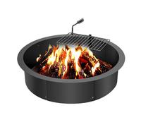 VEVOR Anneau de Foyer avec Gril de Barbecue, diamètre extérieur 889 mm diamètre intérieur 787,4 mm Hauteur 215,9 mm, Doublure en Acier au Carbone, Anneau de feu de Camp au-Dessus ou Sol, pour Camping