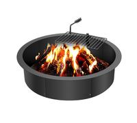 VEVOR Anneau de foyer avec gril de barbecue, diamètre extérieur 889 mm diamètre intérieur 787,4 mm hauteur 215,9 mm, doublure en acier au carbone, anneau de feu de camp au-dessus ou sol, pour camping