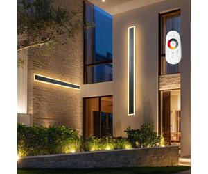 VEVOR Appliques Villa, pack de 2, bandes de 150 cm de long, appliques extérieures modernes, 2700 K-6000 K, IP65 étanche, inoxydable, dimmable, lumière murale, pour maison, véranda, jardin, terrasse, g
