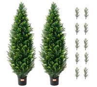 VEVOR Arbre Topiaire Artificiel Cèdre, Lot de 2, 121,9 cm, avec Feuilles Supplémentaires et Pot, Feuilles Persistantes, Résistante aux UV, Ensemble Plante Artificielle pour Déco Intérieur Extérieur
