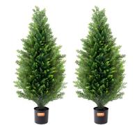 Topiaire Artificiel Cèdre 91,4cm Avec Feuilles Supplémentaires Et Pot Aux UV 2Pcs