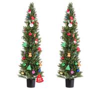 VEVOR Arbre Topiaire Artificiel Cèdre Lot de 2 Faux Pin 1524 mm Plante Artificielle Aspect Réaliste pour Décoration d'Extérieur et d'Intérieur, Porche, Terrasse, Jardin, Balcon, Arrière-cour, Bureau