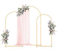 VEVOR Arc de mariage, set de 3, 2,2/2/1,8m, support de fond, arc métallique doré, arc de mariage, arc de ballons pour mariages, anniversaires, remises de diplômes, fêtes & décorations de cérémonies