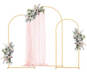 VEVOR Arc de mariage, set de 3, 2,2/2/1,8m, support de fond, arc métallique doré, arc de mariage, arc de ballons pour mariages, anniversaires, remises de diplômes, fêtes & décorations de cérémonies