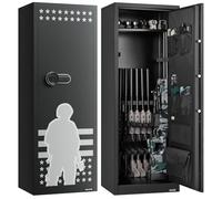 VEVOR Armoire à 10-12 Fusils, Coffre-Fort pour Armes à Feu 2 Façons de Verrouillage par Clavier Numérique et Clés, avec 4 Poches pour Pistolets et 3 Supports Réglables, Domicile, Assemblage Requis
