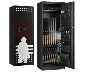 VEVOR Armoire à 10-12 Fusils, Coffre-Fort pour Armes à Feu 2 Façons de Verrouillage par Clavier Numérique et Clés, avec 4 Poches pour Pistolets et 3 Supports Réglables, Domicile, Assemblage Requis