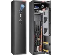 VEVOR Armoire à 5 Fusils, Coffre-fort pour Fusils avec Empreinte Digitale et Serrure Numérique, Rangement pour Fusils avec Casier de Rangement Intégré, Étagère Amovible pour Arme Longue et Pistolet