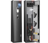 VEVOR Armoire à 5 Fusils, Coffre-Fort pour Armes à Feu 2 Façons de Verrouillage Empreinte Digitale et Clés, avec Étagère Amovible et Support pour Pistolets, pour Rangements des Armes Longues, Domicile