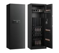 VEVOR Armoire à 6-8 Fusils, Coffre-Fort pour Armes à Feu 2 Façons de Verrouillage par Clavier Numérique et Clés, avec 3 Emplacements pour Munitions et 2 Supports Réglables, Assemblage Requis