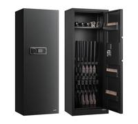 VEVOR Armoire à 6-8 Fusils, Coffre-Fort pour Armes à Feu 2 Façons de Verrouillage par Clavier Numérique et Clés, avec 3 Emplacements pour Munitions et 2 Supports Réglables, Assemblage Requis