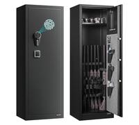 VEVOR Armoire à 8-10 Fusils, Coffre-Fort pour Armes à Feu Verrouillage par Empreinte Digitale Mot de Passe et Clés, avec 3 Poches pour Pistolets et Supports Réglables, pour Domicile, Assemblage Requis