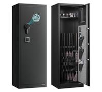 VEVOR Armoire à 8-10 Fusils, Coffre-Fort pour Armes à Feu Verrouillage par Empreinte Digitale Mot de Passe et Clés, avec 3 Poches pour Pistolets et Supports Réglables, pour Domicile, Assemblage Requis