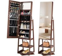 VEVOR Armoire à bijoux pivotante à 360° (hauteur 155 mm) avec miroir intégral avec espace de rangement, organisateur d'armoire à bijoux avec 2 clés & poches pour accessoires & compartiments de rangeme