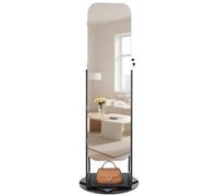 VEVOR Armoire à bijoux pivotante à 360°, organiseur de bijoux sur pied, hauteur 1600 mm, avec miroir pleine longueur, étagères de rangement, porte verrouillable avec 2 clés, pochettes pour accessoires