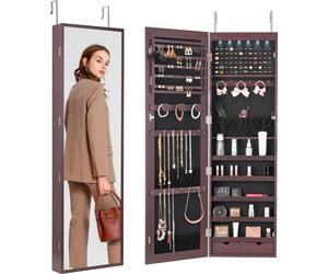 VEVOR Armoire à bijoux verrouillable Armoire à bijoux miroir de 1,2m de haut, rangement de bijoux avec miroir intégral, organiseur de bijoux miroir