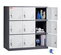 VEVOR Armoire à Casier 9 Portes, Vestiaire Consigne en Métal pour Employés avec Fente pour Cartes, Casier Consigne avec Clés, Capacité de Charge 30 kg, Rangement pour Bureau École Gym Magasin Gris