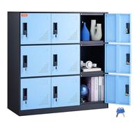 VEVOR Armoire à Casier 9 Portes, Vestiaire Consigne en Métal pour Employés avec Fente pour Cartes, Casier Consigne avec Clés, Capacité de Charge 30 kg, Rangement pour Bureau École Gym Magasin Bleu