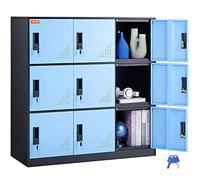 VEVOR Armoire à Casier 9 Portes, Vestiaire Consigne en Métal pour Employés avec Fente pour Cartes, Casier Consigne avec Clés, Capacité de Charge 30 kg, Rangement pour Bureau École Gym Magasin Bleu