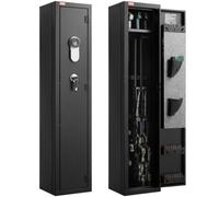 VEVOR Armoire à Fusils, Coffre-Fort pour Armes à Feu en Acier Laminé à Froid Haute Résistance, Déverrouillé par Empreintes Digitales et Clés, avec LED, pour Armes Longues Pistolets, Assemblage Requis