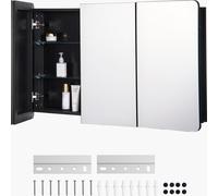 VEVOR Armoire à glace Armoire à pharmacie miroir (1017 x 135 x 647 mm) pour salle de bains, encastrée et murale, cadre en aluminium, armoire de toilette