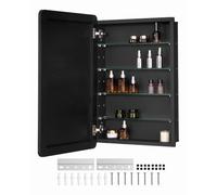 VEVOR Armoire à pharmacie, 508 x 762 mm, placard de rangement de salle de bain pour médicaments, avec miroir, cadre en aluminium et étagères réglables à 4 couches, installation encastrée et murale
