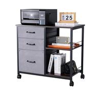 VEVOR Armoire de Bureau avec 3 Tiroirs en Tissu et 2 Étagères Ouvertes, Meuble Classeur Métallique Mobile, Caisson de Bureau pour Rangement Classement des Documents et Dossiers, Maison, Marron