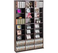 VEVOR Armoire de rangement CD/DVD, réglable avec 27 compartiments, étagère à DVD à 9 couches pour 756 CD, protège et organise les collections de musique, de jeux vidéo ou de souvenirs, marron foncé