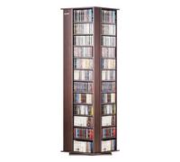 VEVOR Armoire de rangement CD/DVD, rotatif avec 34 compartiments, étagère à DVD à 10 couches pour 1040 CD, protège et organise les collections de musique, de jeux vidéo ou de souvenirs, marron foncé
