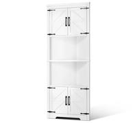 VEVOR Armoire de rangement d'angle haute, 171 cm, meuble d'angle à 6 niveaux avec 4 portes en bois et étagères réglables, meuble cuisine d'angle autonome pour salon, cuisine, buanderie, chambre, blanc