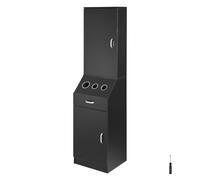VEVOR Armoire de rangement pour salon de coiffure, meuble de salon de coiffure pour coiffeur, avec 3 supports de sèche-cheveux, tiroir, ensemble de station de coiffure pour organiser outils, noir