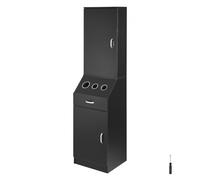 VEVOR Armoire de rangement pour salon de coiffure, meuble de salon de coiffure pour coiffeur, avec 3 supports de sèche-cheveux, tiroir, ensemble de station de coiffure pour organiser outils, noir
