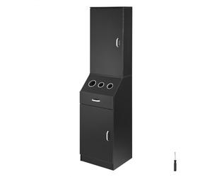 VEVOR Armoire de rangement pour salon de coiffure, meuble de salon de coiffure pour coiffeur, avec 3 supports de sèche-cheveux, tiroir, ensemble de station de coiffure pour organiser outils, noir