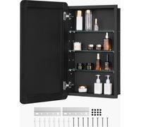 VEVOR armoire de toilette, armoire à pharmacie miroir, armoire à médicaments (420 x 125 x 700 mm) pour salle de bains, montage encastré ou mural, aluminium