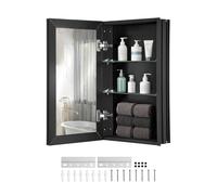 VEVOR armoire de toilette, armoire à pharmacie miroir, armoire à médicaments (355 x 135 x 610 mm) pour salle de bains, montage encastré ou mural, aluminium