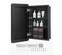 Armoire à glace VEVOR Armoire à pharmacie miroir (406 x 128 x 610 mm) pour salle de bains, encastrée et murale, cadre en aluminium, armoire de toilette