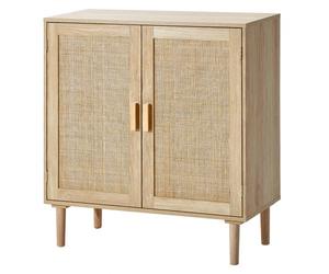 VEVOR Armoire en rotin 80 x 37,5 x 88 cm, armoire de rangement en rotin avec 2 portes magnétiques et étagères réglables, commode en rotin polyvalente, buffet pour couloir, entrée, cuisine, naturel