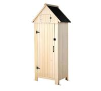 VEVOR Armoire Jardin Bois 63x173 cm Meuble Rangement Extérieur Spacieux, pour Terrasse, Balcon, Porche, Étanche, Robuste, avec Toit en Pente, Étagère Amovible, Base Surélevée, Porte Verrouillable