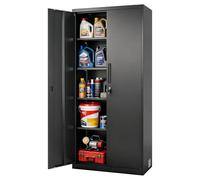 VEVOR Armoire Métallique 175 cm 5 Niveaux, Meuble de Rangement en Acier Verrouillable, pour Dossier Outils Atelier Garage Bureau, avec 4 Étagères Réglables, 2 Portes Magnétiques et 2 Clés, Noir