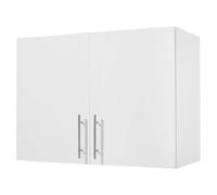 VEVOR Armoire murale de buanderie à 2 niveaux, placard de rangement suspendu avec étagère réglable, meuble de rangement avec 2 portes, pour cuisine, garage, salle de bain, 40,6 x 81,3 x 61 cm, blanc