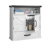 VEVOR Armoire murale de salle de bain – 2 portes, étagère réglable et tiroir – Blanc