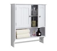 VEVOR Armoire Murale de Salle de Bain, 2 Portes et Étagère Réglable, Armoire à Pharmacie Au-Dessus des Toilettes, Meuble Suspendu, Cloison Ouverte et Porte-Serviettes, pour Buanderie, Cuisine, Blanc