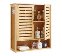 VEVOR Armoire Murale de Salle de Bain avec 2 Portes et Étagère Réglable, Armoire à Pharmacie Au-Dessus des Toilettes, Organisateur Suspendu avec Étagères et Cloison Ouverte pour Buanderie, Cuisine