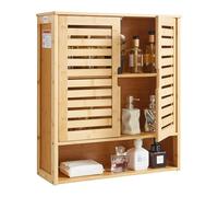 VEVOR Armoire Murale de Salle de Bain avec 2 Portes et Étagère Réglable, Armoire à Pharmacie Au-Dessus des Toilettes, Organisateur Suspendu avec Étagères et Cloison Ouverte pour Buanderie, Cuisine