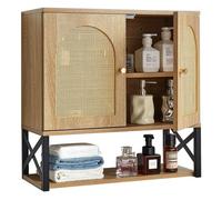 VEVOR Armoire Murale de Salle de Bain, avec 2 Portes et Étagère Réglable, Armoire à Pharmacie de Rangement Au-Dessus des Toilettes, Organiseur Suspendu avec Cloison Ouverte pour Buanderie, Cuisine
