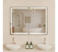 VEVOR Armoire Murale Salle de Bain 60x80 cm, Armoire de Toilette avec Miroir HD et LED 3 Couleurs à Intensité Variable, avec Fonction Mémoire, Étagère de Rangement Réglable, Prises et Ports USB